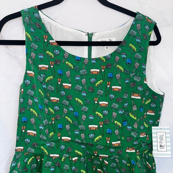 Tulip B Green Patterned Sleeveless Mini Dress NWT - Picture 3 of 7